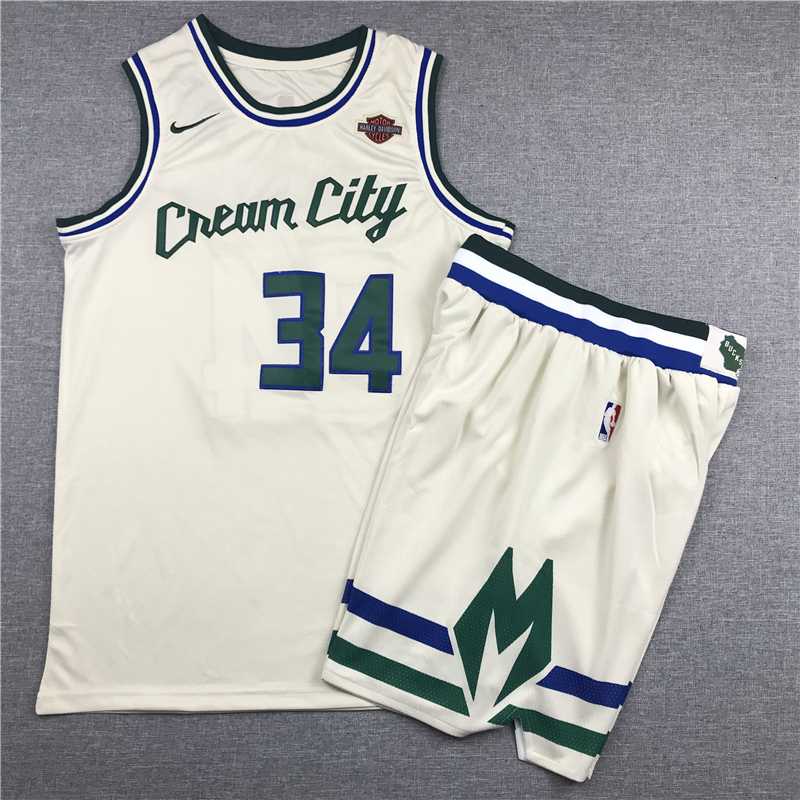 Bucks 34 Giannis Antetokounmpo Cream 2019-20 City Edition Nike Swingman Jersey(With Shorts),We sell and wholesale Bucks 34 Giannis Antetokounmpo Cream 2019-20 City Edition Nike Swingman Jersey(With Shorts) on line form chian!
